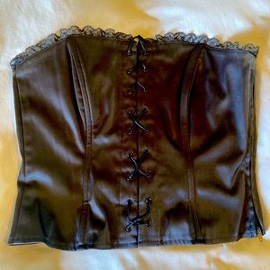 Black satin corset